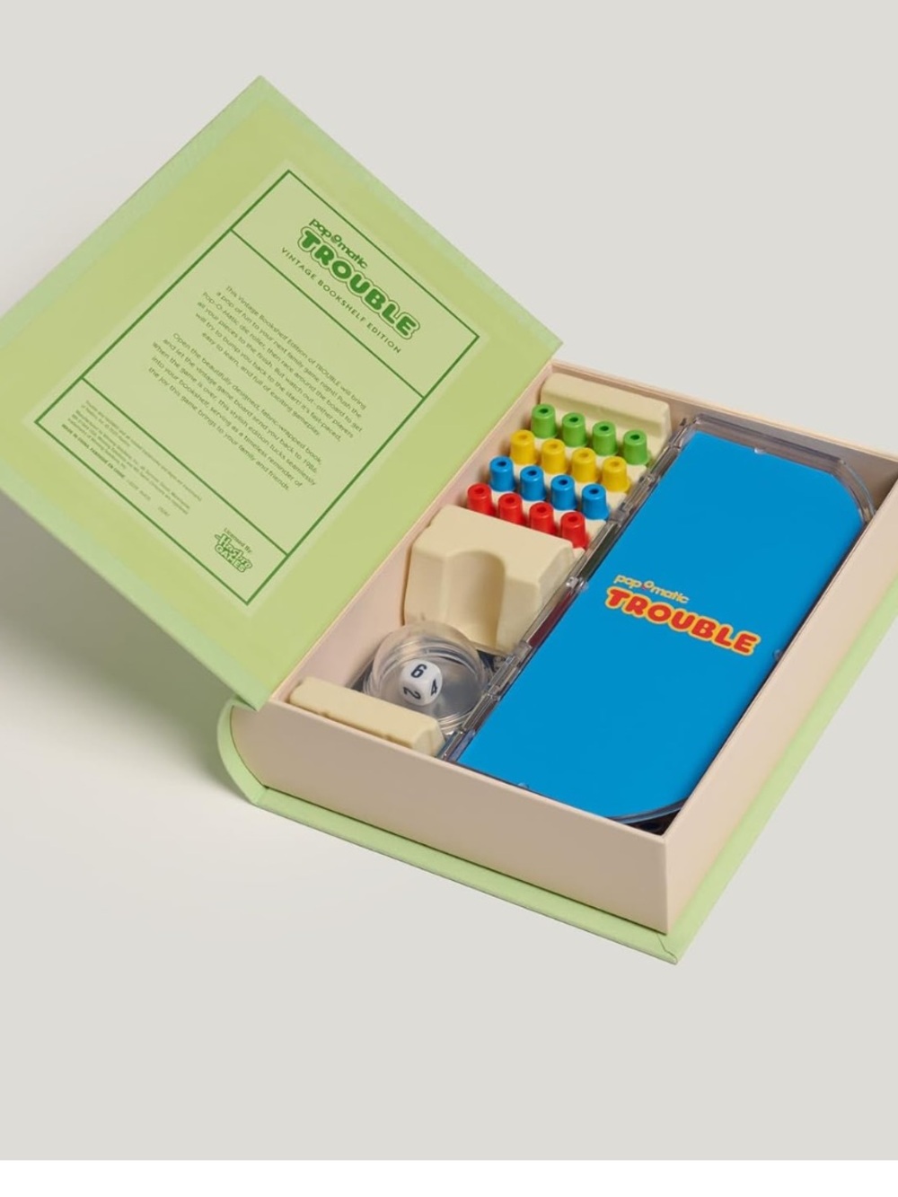 Hasbro Pop-O-Matic Trouble Vintage Bookshelf Edition - Light Green - Picture 4 of 13